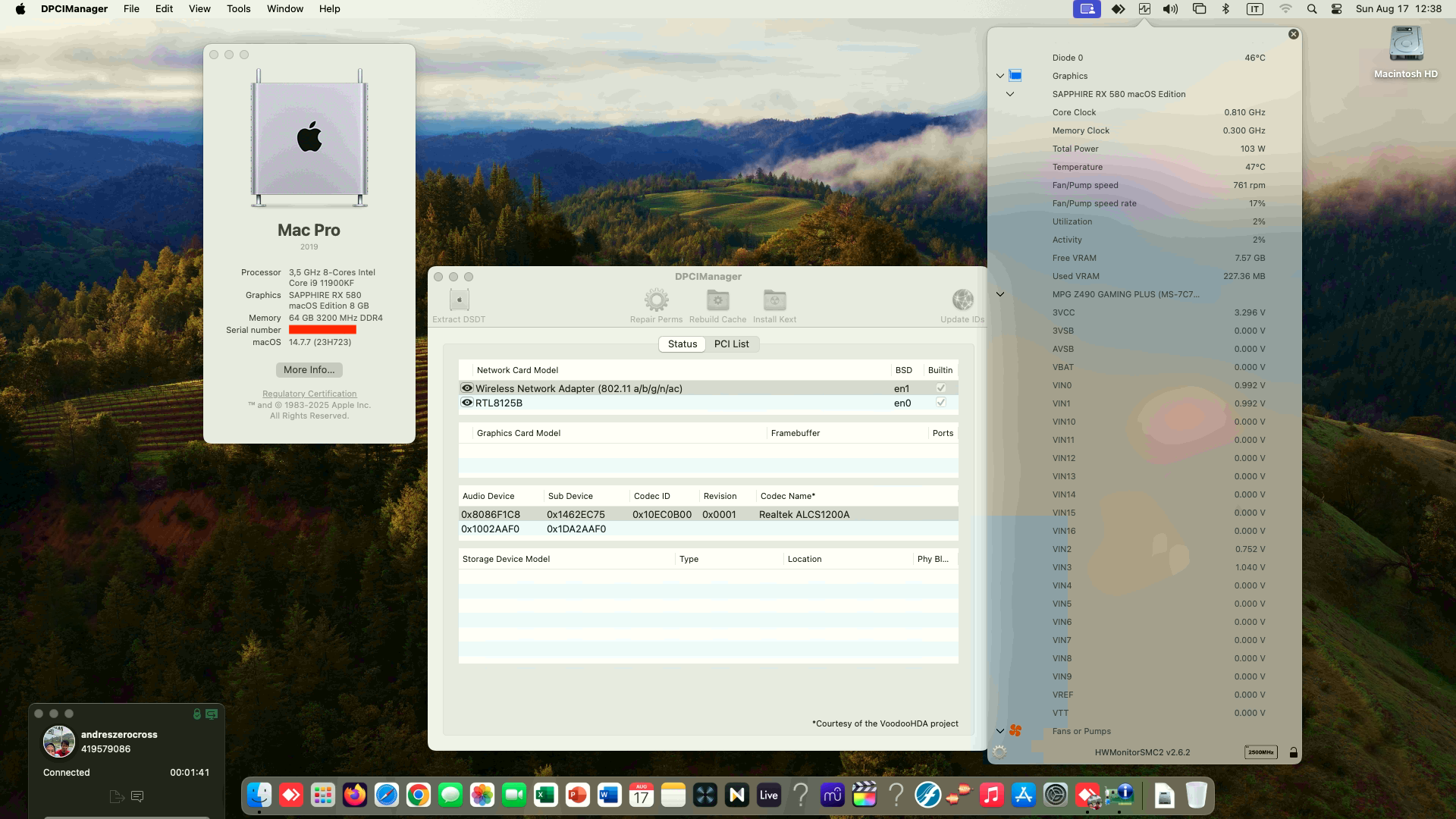 Success Hackintosh macOS Sonoma 14.7.7 Build 23H723 in MSI MPG Z490 Gaming Plus + Intel Core i9 11900KF + Sapphire RX 580